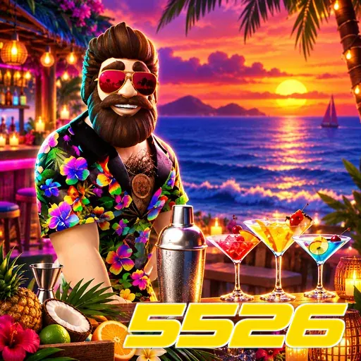 5526 — ilustração de um personagem em uma festa tropical