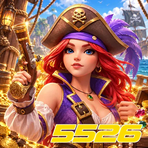 5526 — ilustração de uma pirata com mapa do tesouro